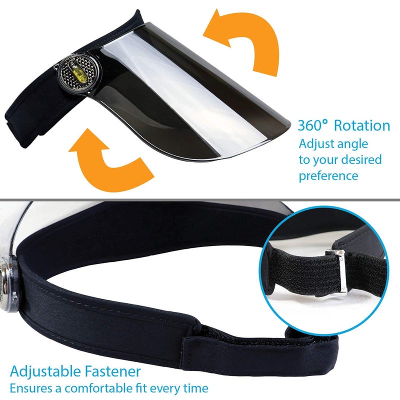 Millennial Essentials Sun Visor Hat Cap UV Protection - Premium Adjustable Solar Headband Face Shield (Black/Mirror) - Image 5